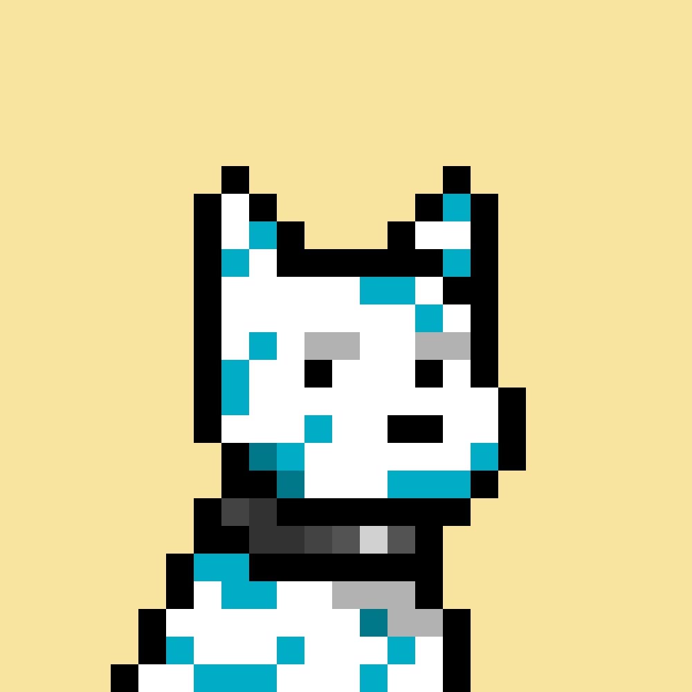 Swerve official pixel profile picture — @SwerveMetaX Official Swerve cream-background blue-spotted pixel dog